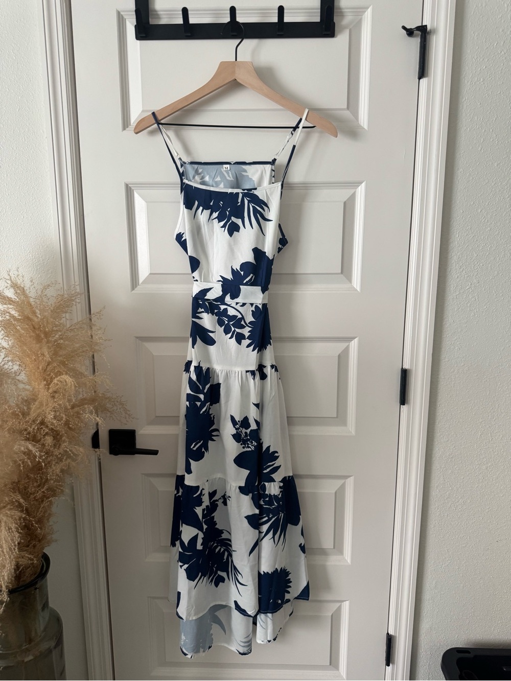 White and Navy Floral Maxi Dress